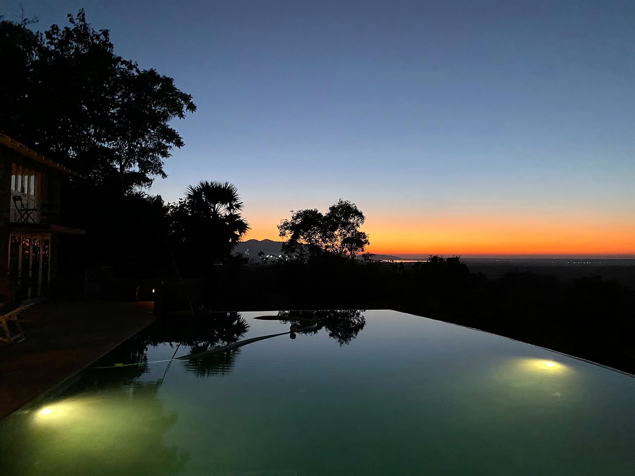 Sunset over the pool